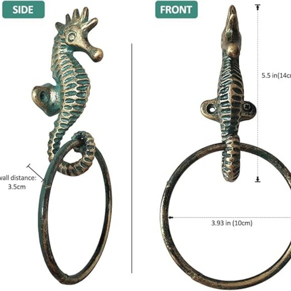 NIB. Seahorse Cast Iron Hand Towel Ring. - Picture 3 of 4